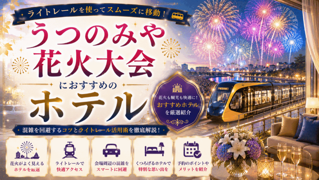 【うつのみや花火大会】ホテル周辺の混雑を回避！ライトレール活用の宿泊ガイド